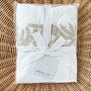 NEW Serena & Lily Westport Embroidered Euro Pillow Sham-Flax Beige